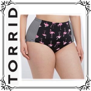 🆕 TORRID ⭐️ Pink Flamingo & Striped High Waist Bikini Swim Bottoms